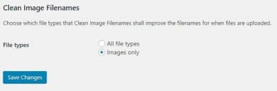 Clean Image Filenames Settings